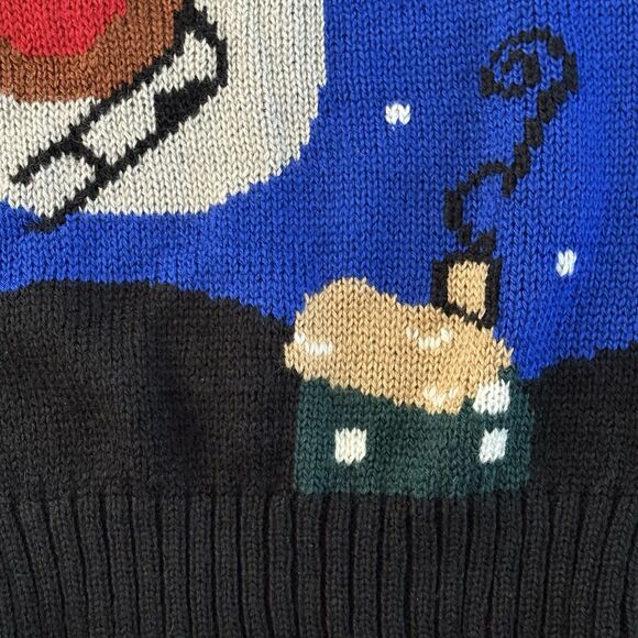 Pinwheels Womens Vintage Holiday Sweater Crew Neck Size Medium Blue Santa Vtg - Picture 4 of 9